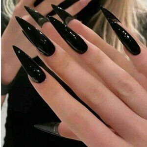 Glossy Black Stilletto Press On Nails 24 NWT
